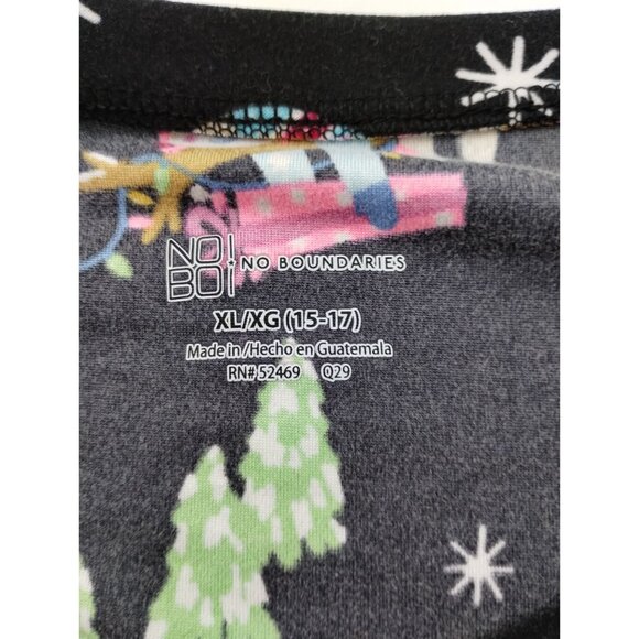 No Boundaries Juniors  XL Sloth & Tree Festive Print Long Sleeve Top - Picture 2 of 8